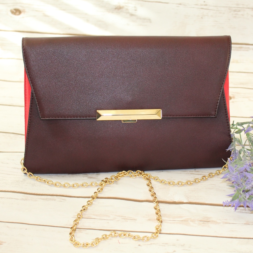 Aldo Burgundi with Red Leather Shoulder/Clutch Bag